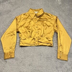 Flying Tomato Gold Button-Up Blouse